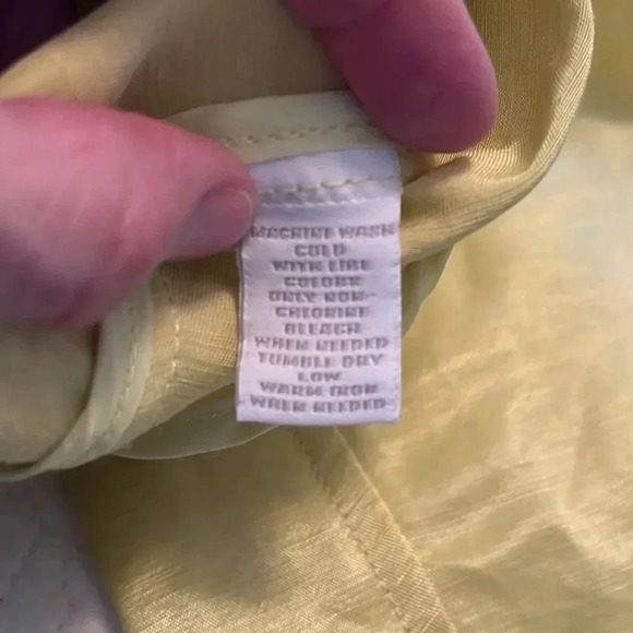 Linen Blend Jacket Women’s Med P Yellow Front Zip Pockets Collar Modern Artsy - Picture 8 of 17